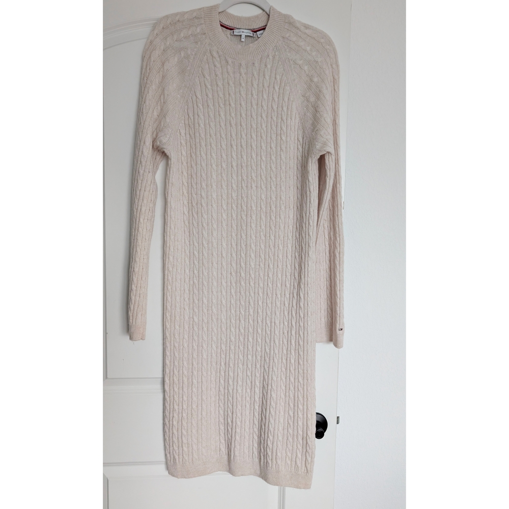 Tommy Hilfiger Cream Knit Sweater Dress